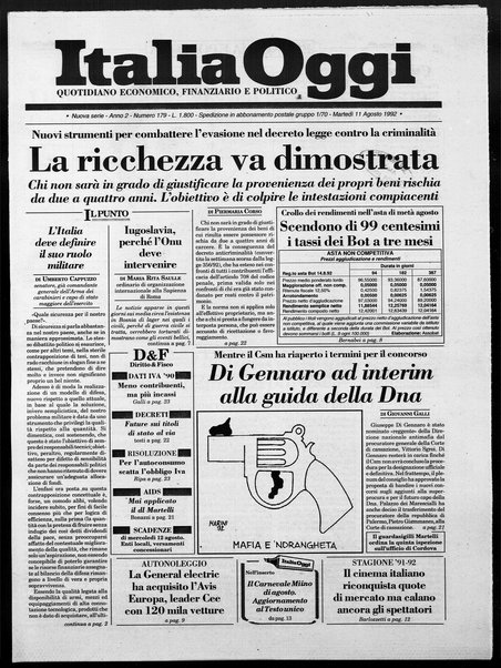 Italia oggi : quotidiano di economia finanza e politica